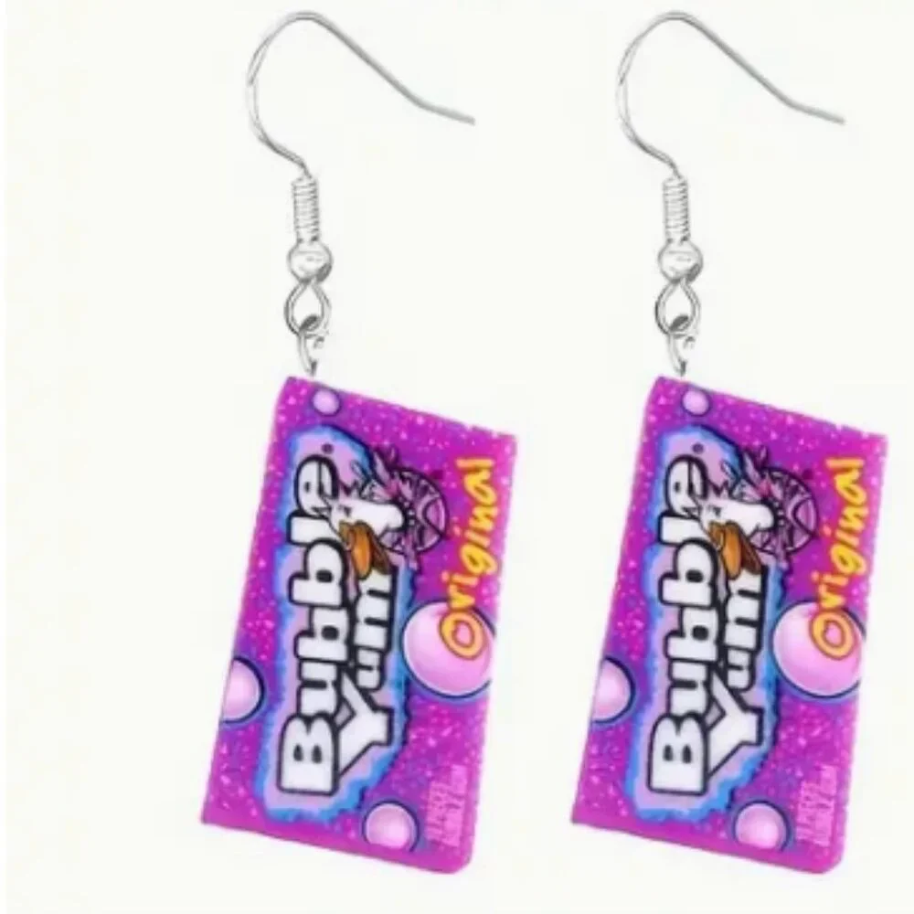 ⭐️❤️FREE Gum Bubble Bubblegum Candy Gummy Snack Sweet Treat Food Trendy Earrings